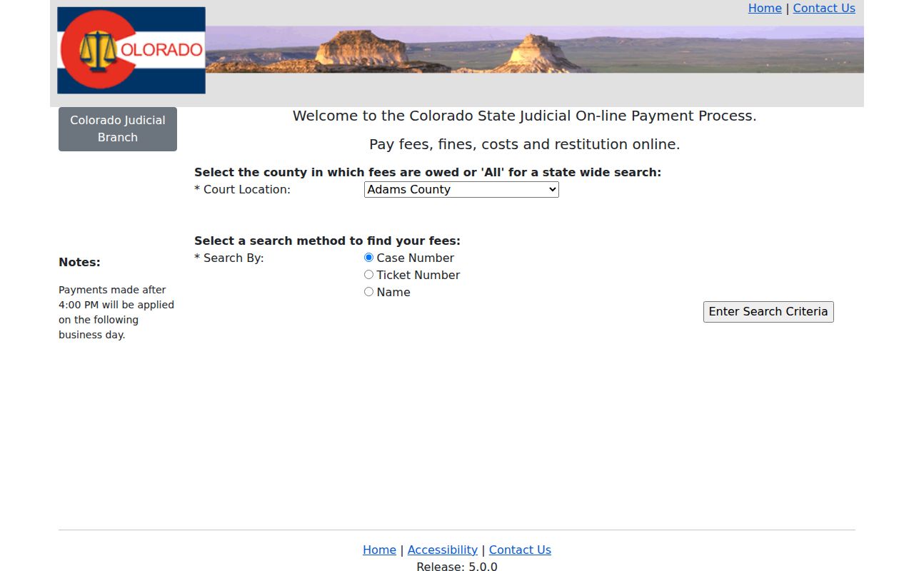 Routt County traffic warrant court payment search controls