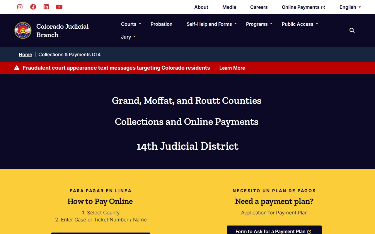 Routt County traffic warrant payment plan and courthouse channels