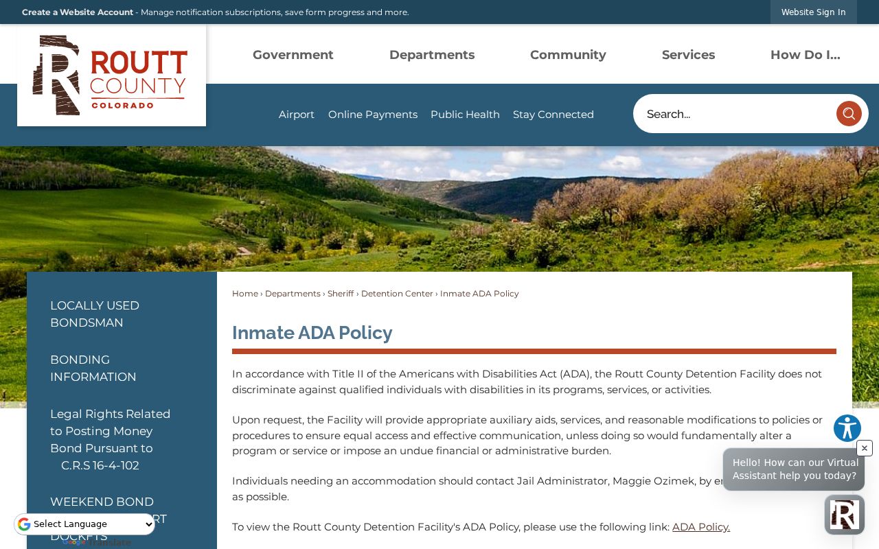 Routt County warrant records detention accommodation route