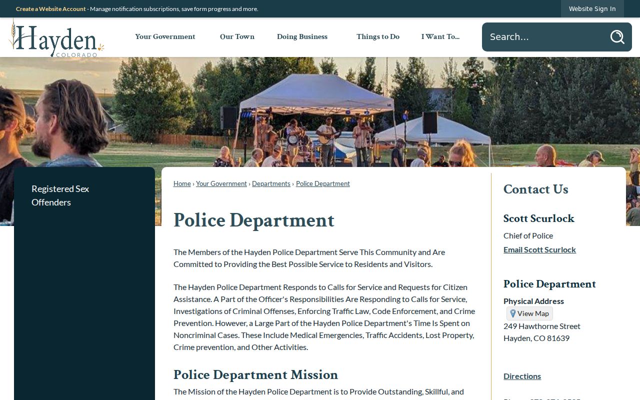 Hayden warrant records police and dispatch contacts