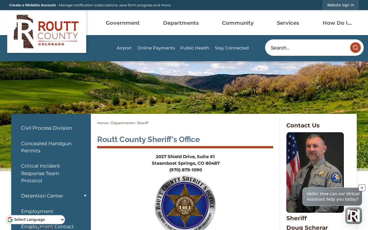 Routt County warrant records Sheriff headquarters